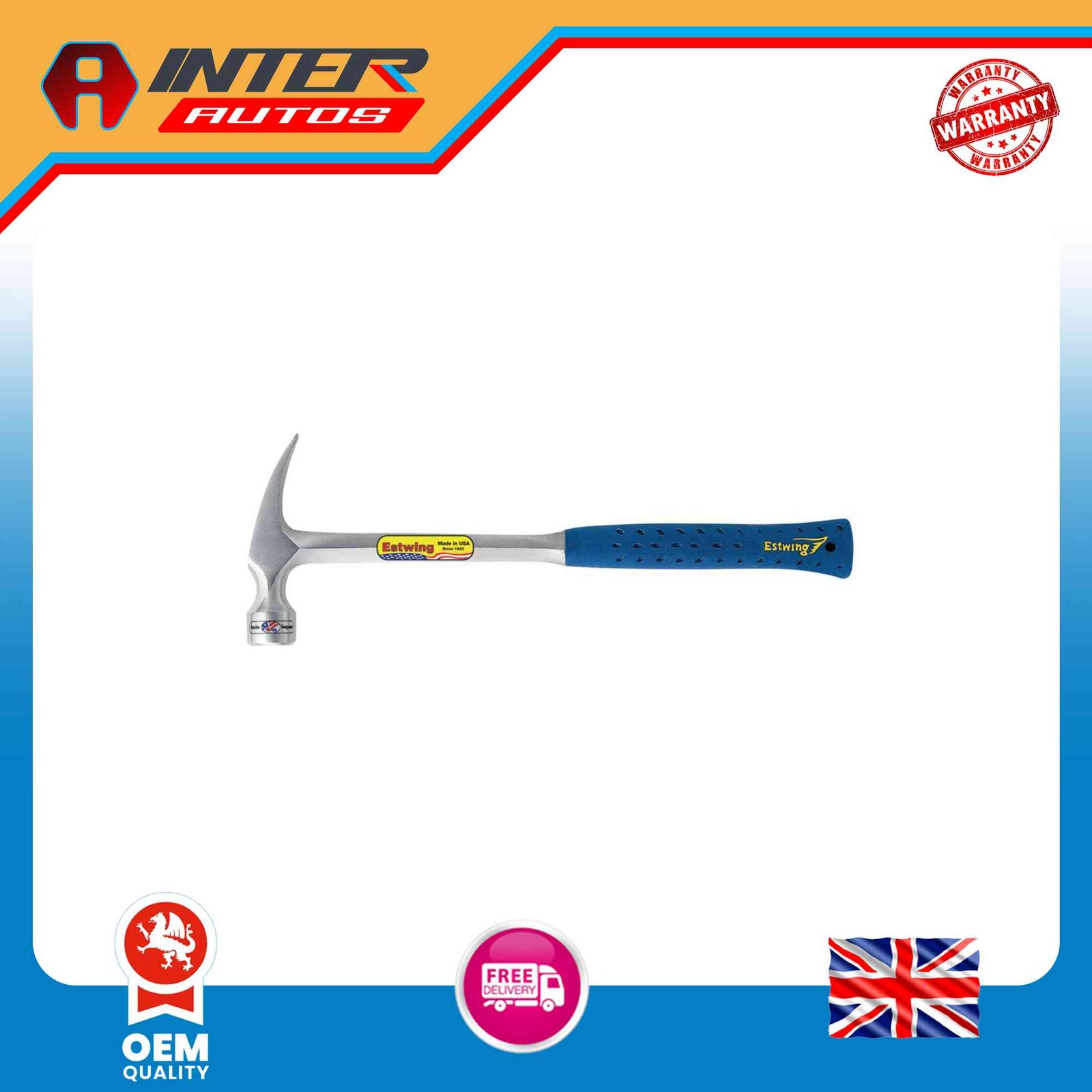 Draper Estwing E3-20SM Milled Face Straight Framing Hammer, 20oz-560g, 13.75″ 23