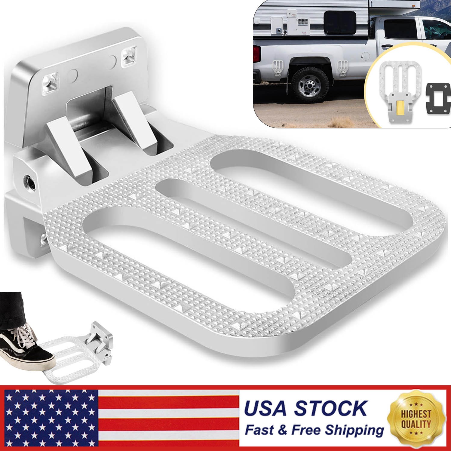FS2797CH Large Folding Step With Gasket for Truck Trailer RV Camper Boat Vehicle