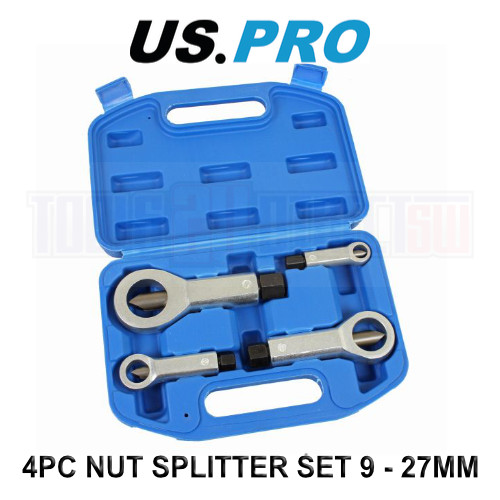 US PRO Tools 4 Piece Nut Splitter Set Remove Broken Corroded Damaged Nut 9-27mm