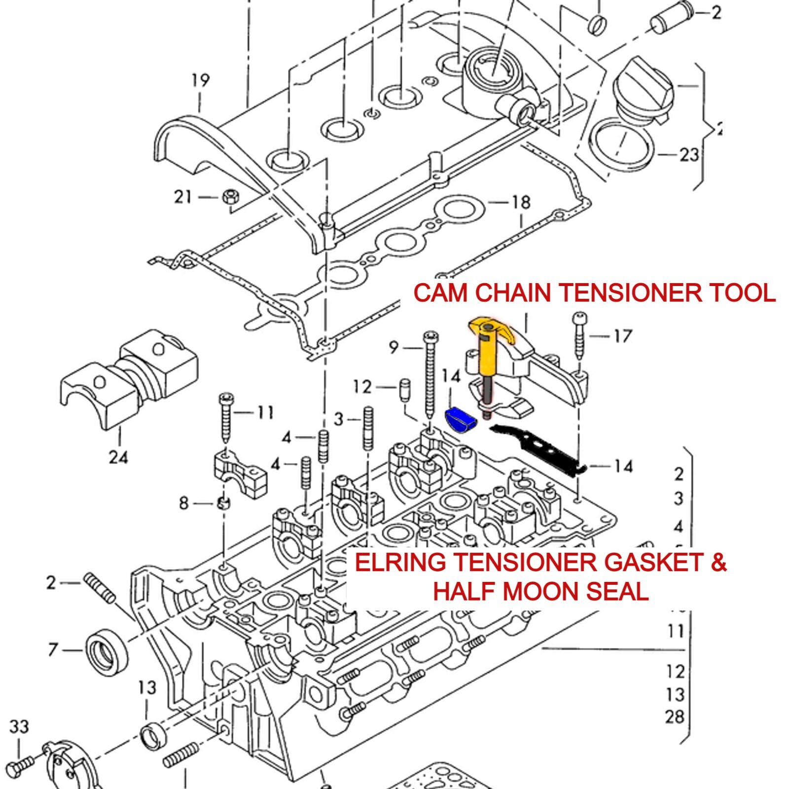 ALUMINUM Camshaft Timing Chain Tensioner Tool PN 3366 – VW AUDI 1.8T 2.7T 2.8L +