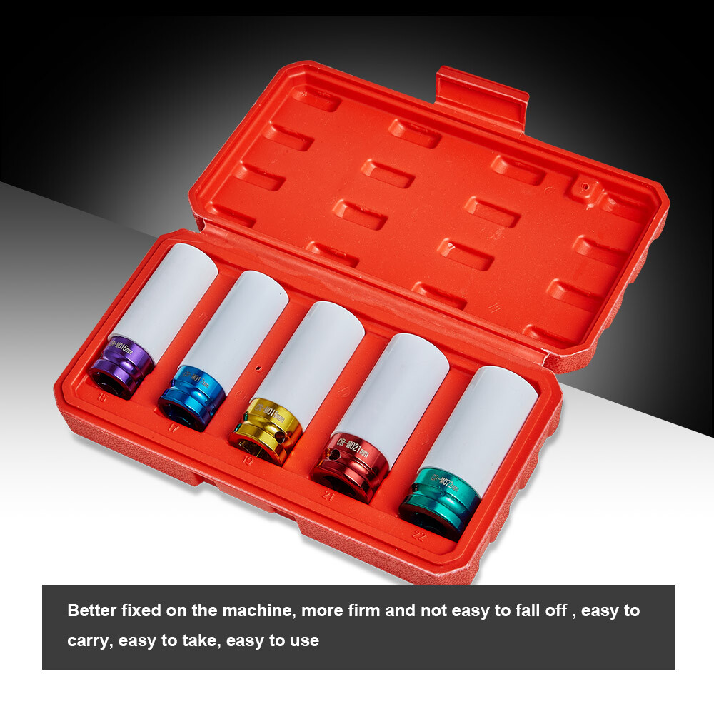 5pcs Lug Nut Socket Impact Socket Set Thin Wall Socket Wheel Protector 1/2″ USA