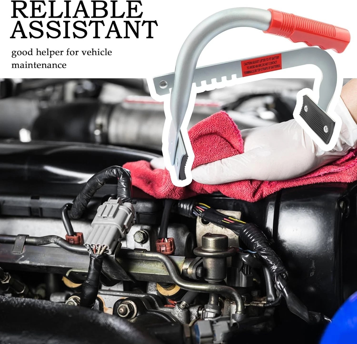 Ergonomically Designed Car Battery Carrier with Adjustable Grip & Non-Slip Feet