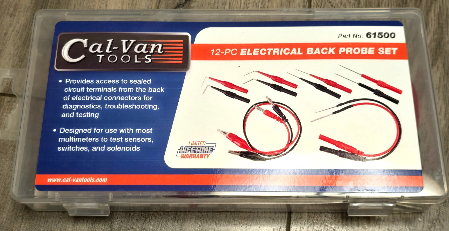 Cal Van Tools 61500, 12pc Master Electrical Back Probe Adapter and Lead Kit