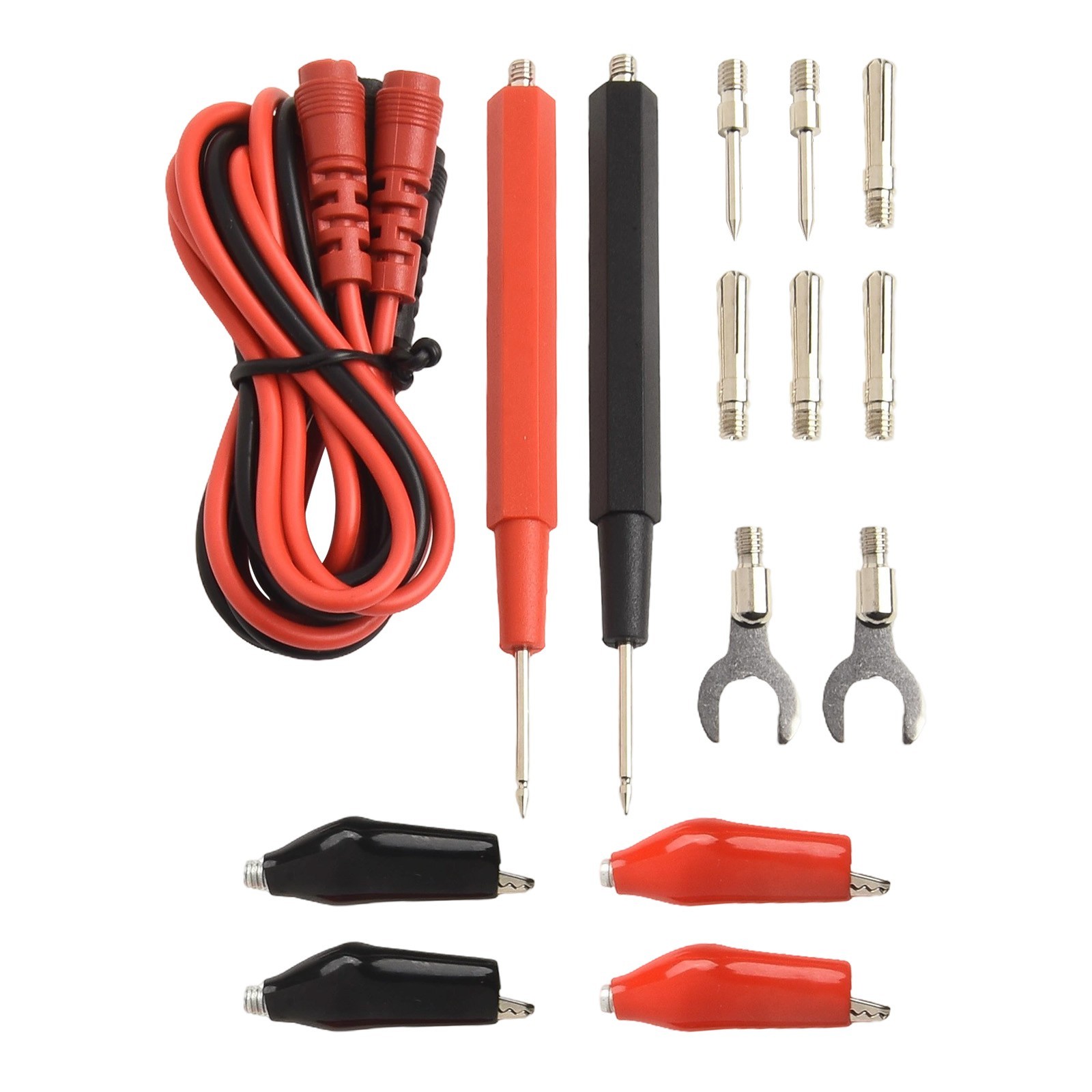 Efficient 16PCS Digital Multimeter Testing Leads with Clip Attachments