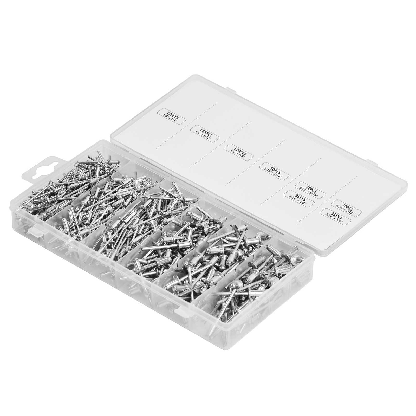 Industrial Aluminum Pop Rivet Assortment 500pcs 3/16-1/2″ F Hand/Air Riveter Gun