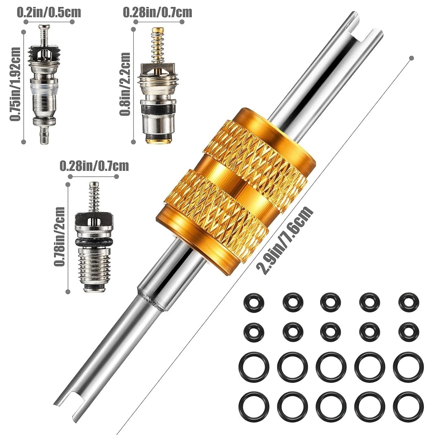 3 Pc Valve Core Remover with O-Ring Seals