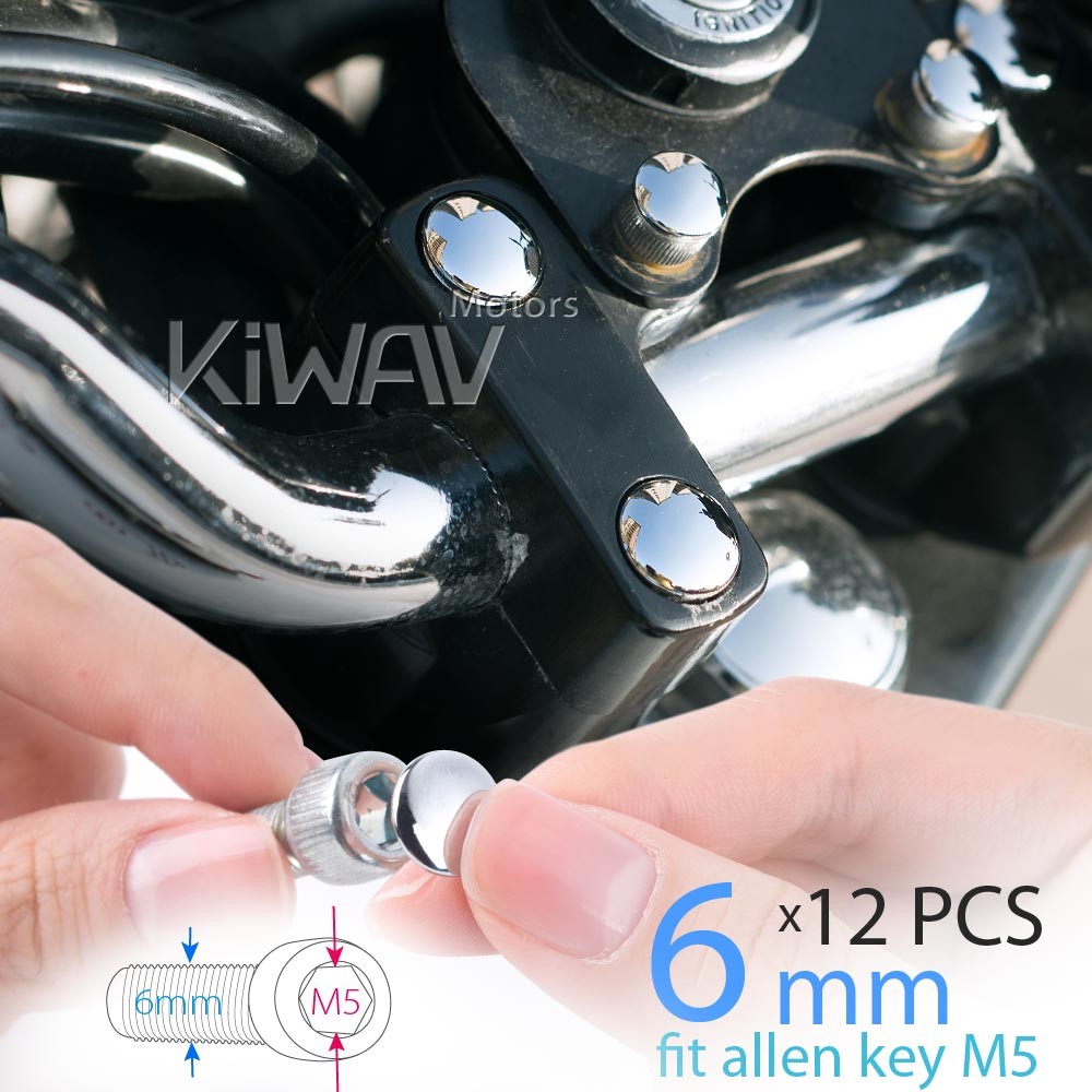 KiWAV motorcycle round bolt cap screw cover plug chrome for 6mm thread allen