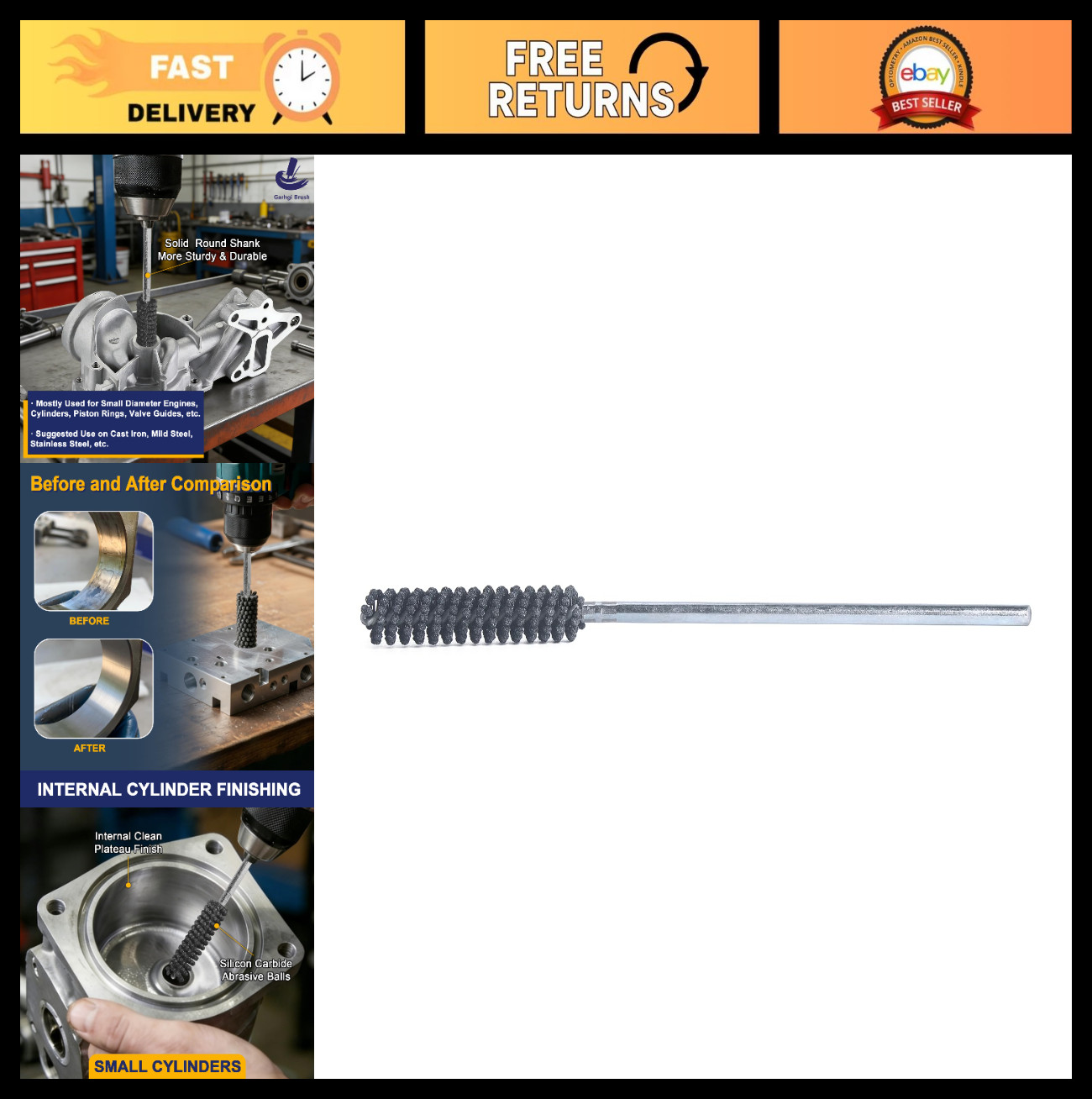15mm Cylinder Hone Brush – 120 Grit SiC Abrasive Nylon for Engine Deburring & Pi