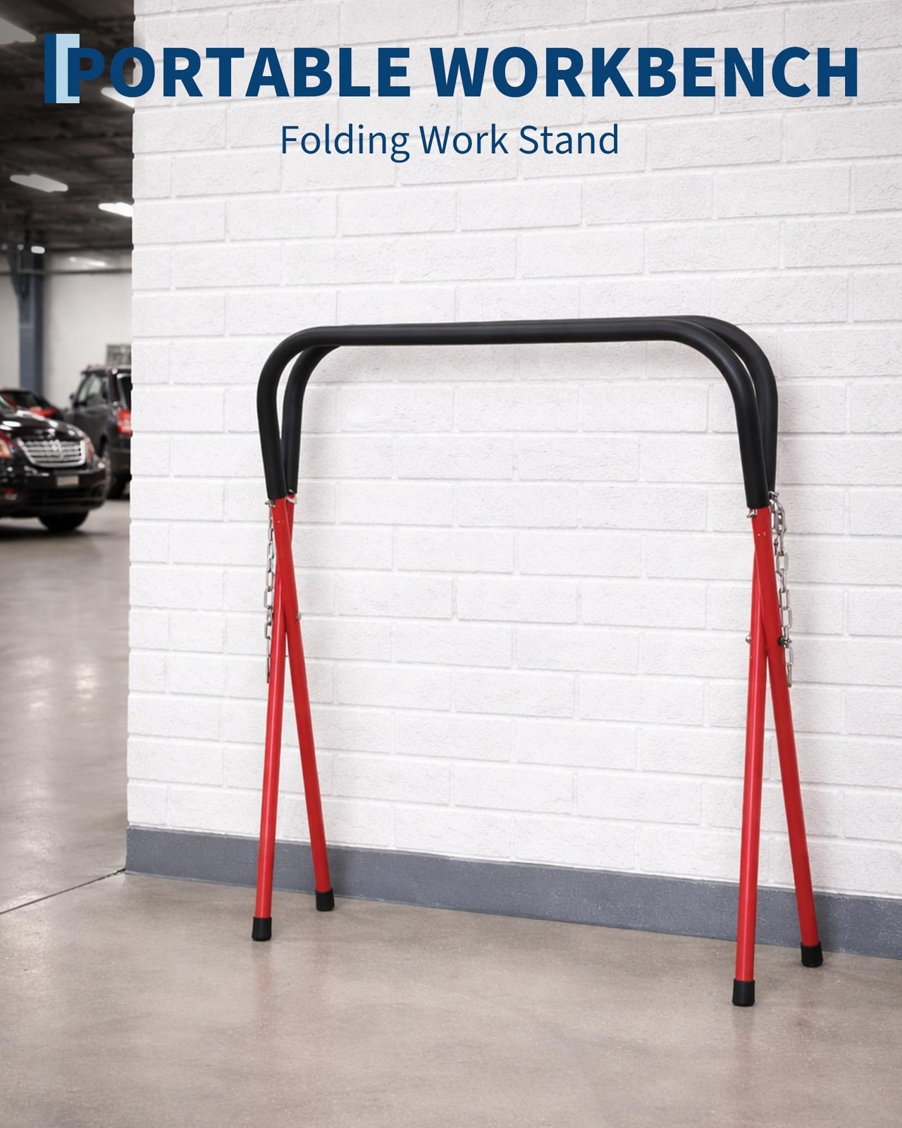 4pcs 41″ x 43″ x 35″ Adjustable Folding Automotive Workbench Stand 500LBS Repair