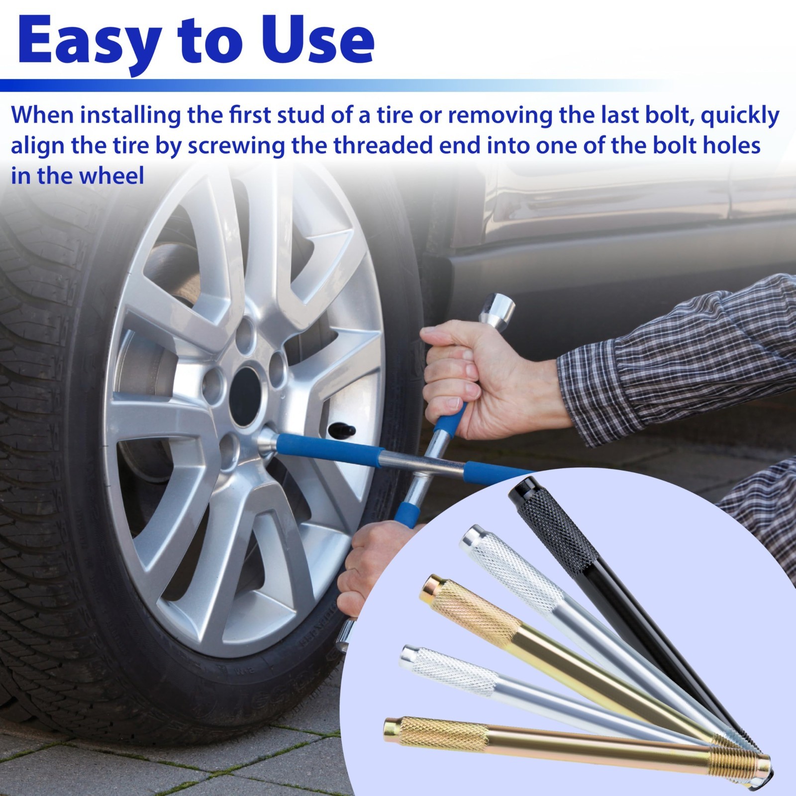 10 PCS Wheel Alignment Tool Kit – Steel Lug Bolts, Tire Positioning & Balancing