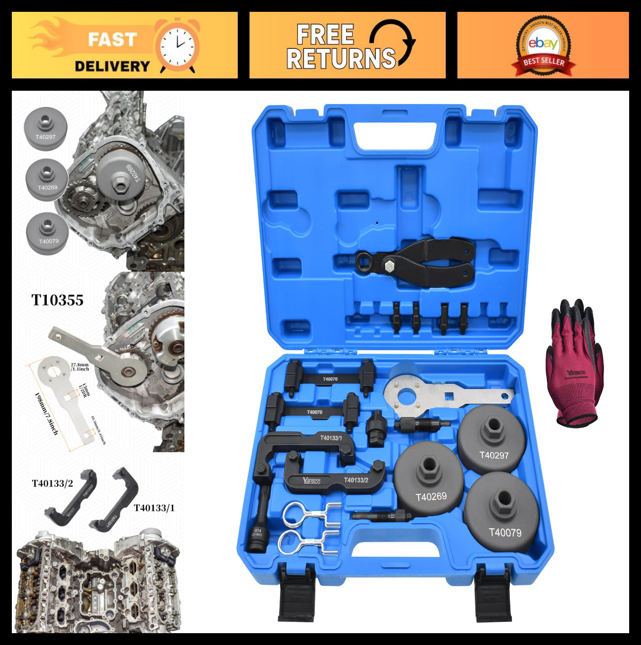 21PCS Camshaft Timing Tool Kit for Audi VW EA837 2.0T 3.0T Engine Repair Tools