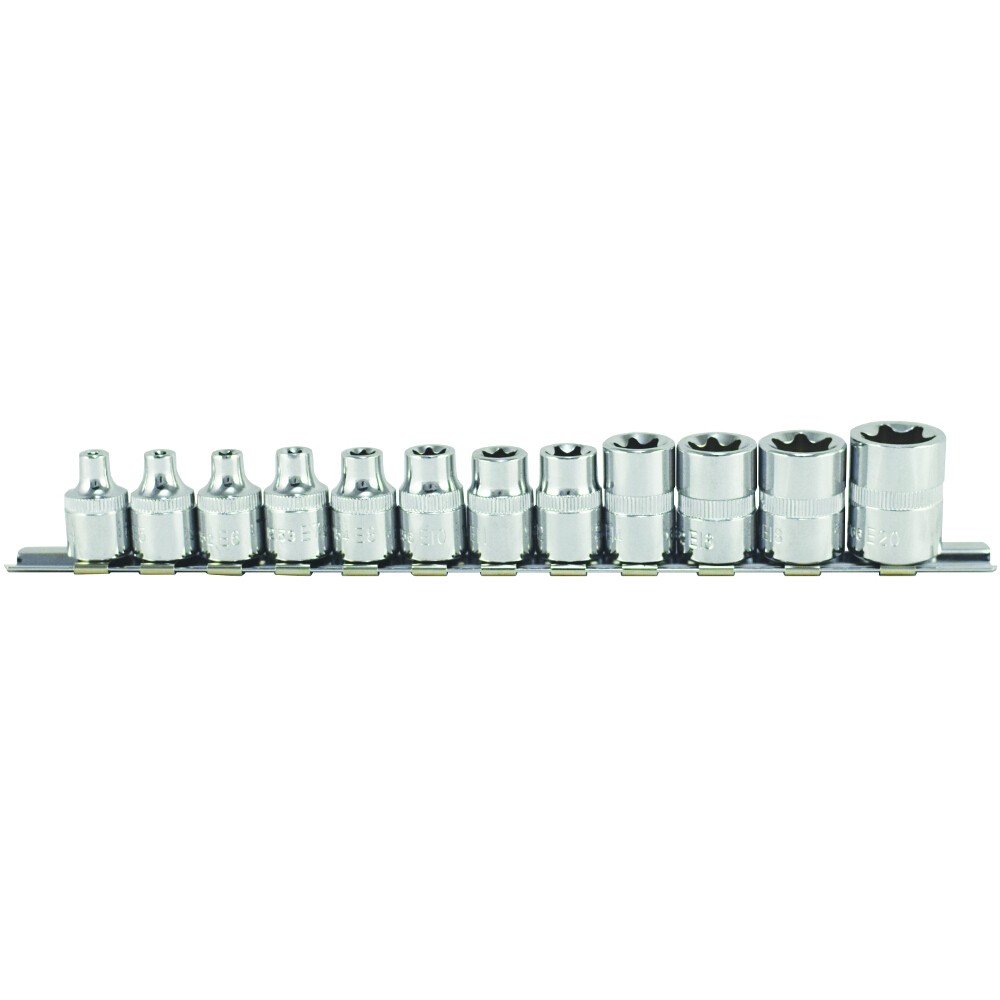 E-Torx Socket Set 3/8″ Drive E4-E20 12 Pieces on a Clip Rail Signet S12181