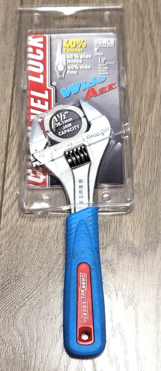 Channellock 8″ Code Blue Wide Azz Adjustable Wrench w/Soft Grip, Spain #8SWCB