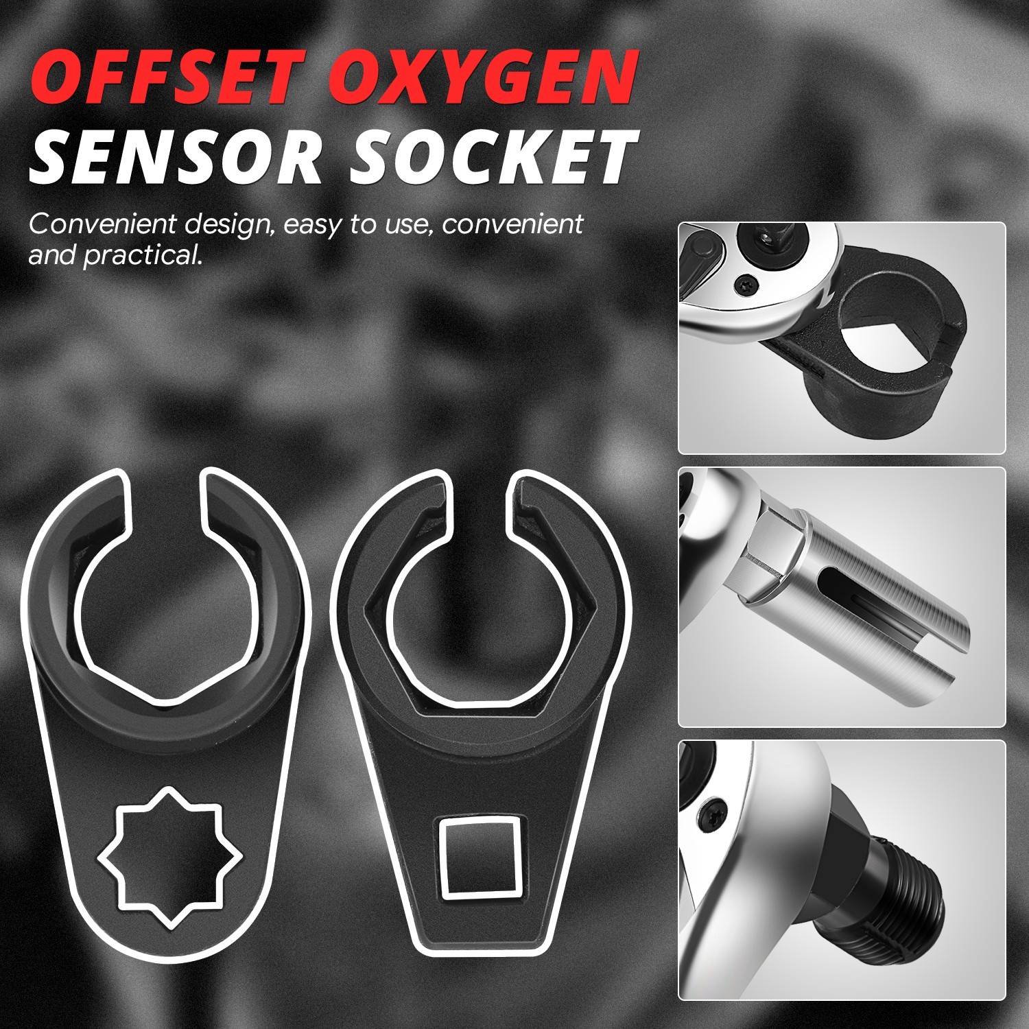 O2 Oxygen Sensor Socket Thread Offset Chaser Set 5PCS Wrench Removal Tool Kit