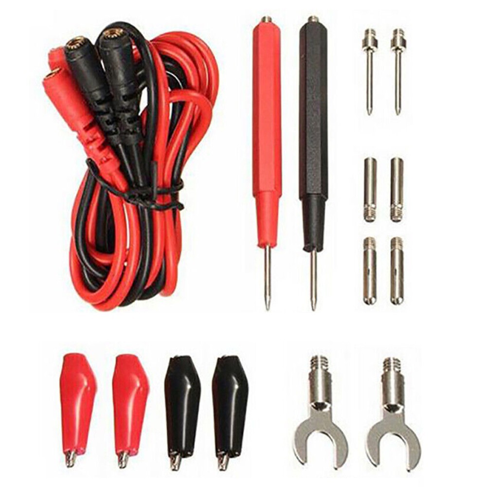 Efficient 16PCS Digital Multimeter Testing Leads with Clip Attachments