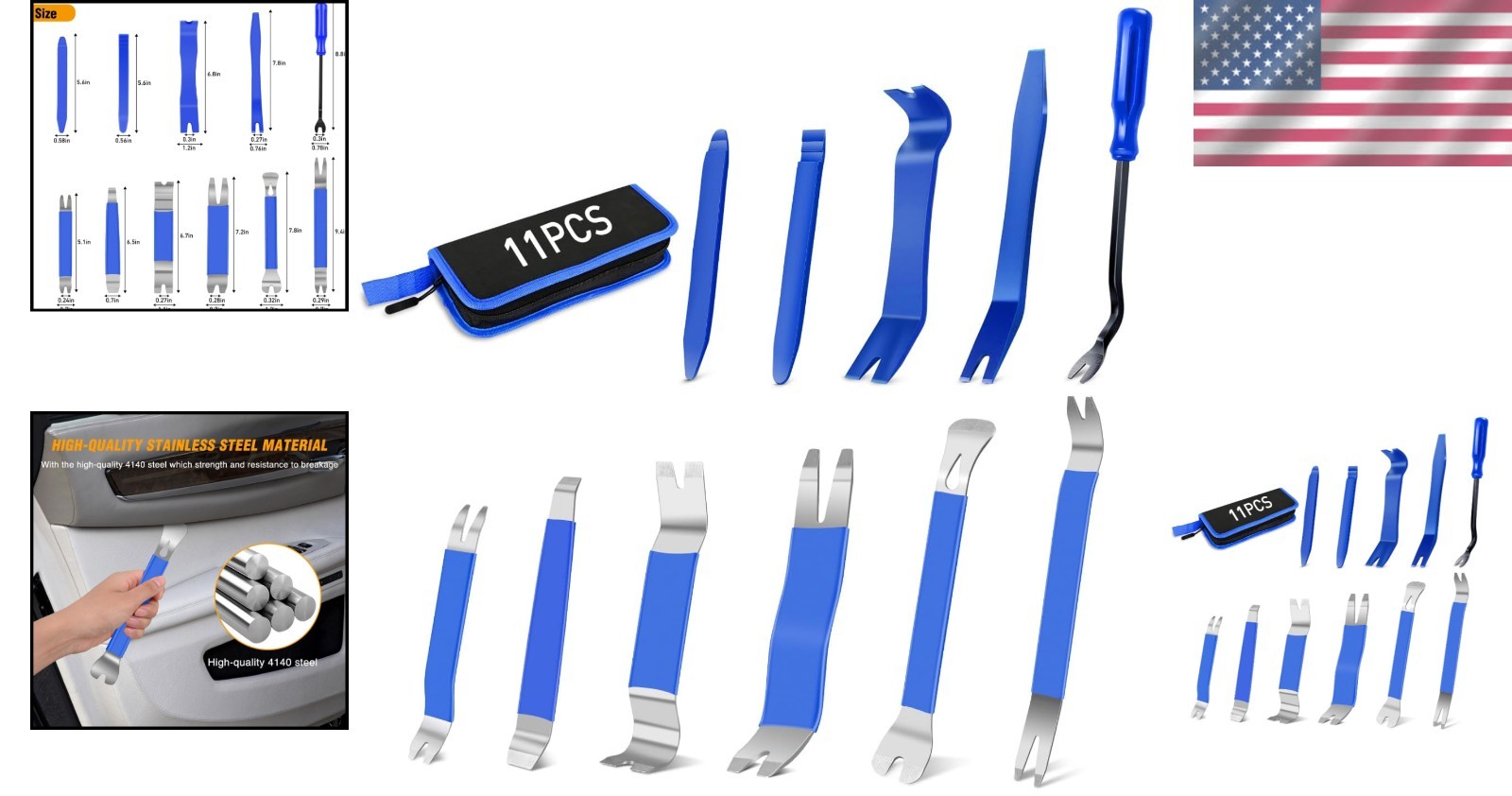 Multi-Use 11PCS Pry Tool Kit with Ergonomic Design for Effortless Car Repairs