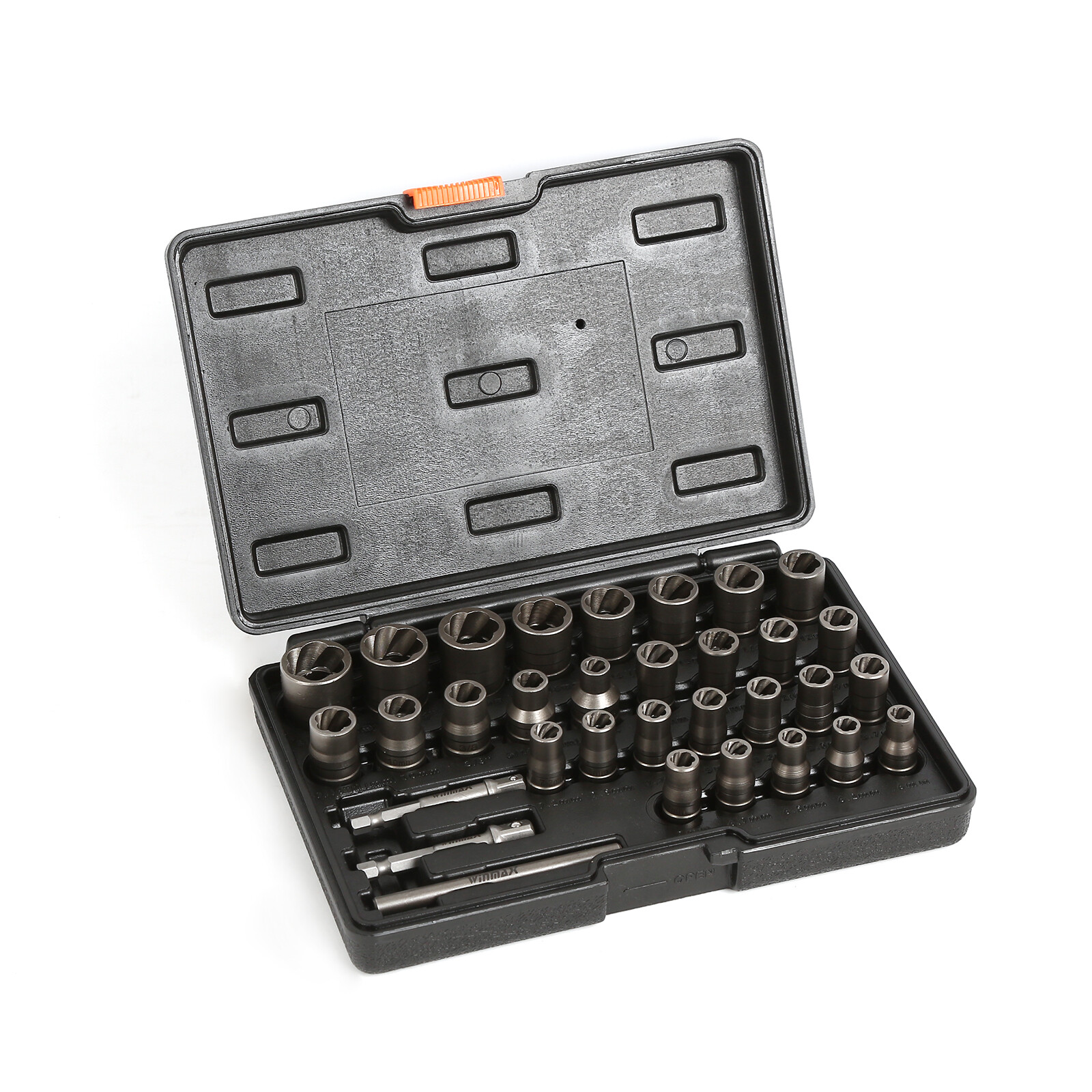 32pc 1/4″ & 3/8″ Square Drive Bolt Extractor Set, Impact Bolt & Nut Remover Tool