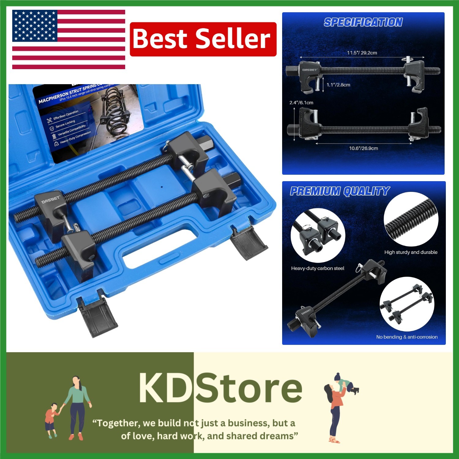 One-Person Operation Coil Spring Compressor – 10.5in Effectiveness for Vehicles