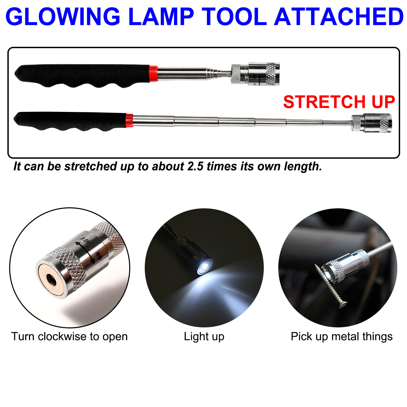 11pcs Pick And Hook Set With Scraper Magnetic Telescoping Hand Tool Kit,