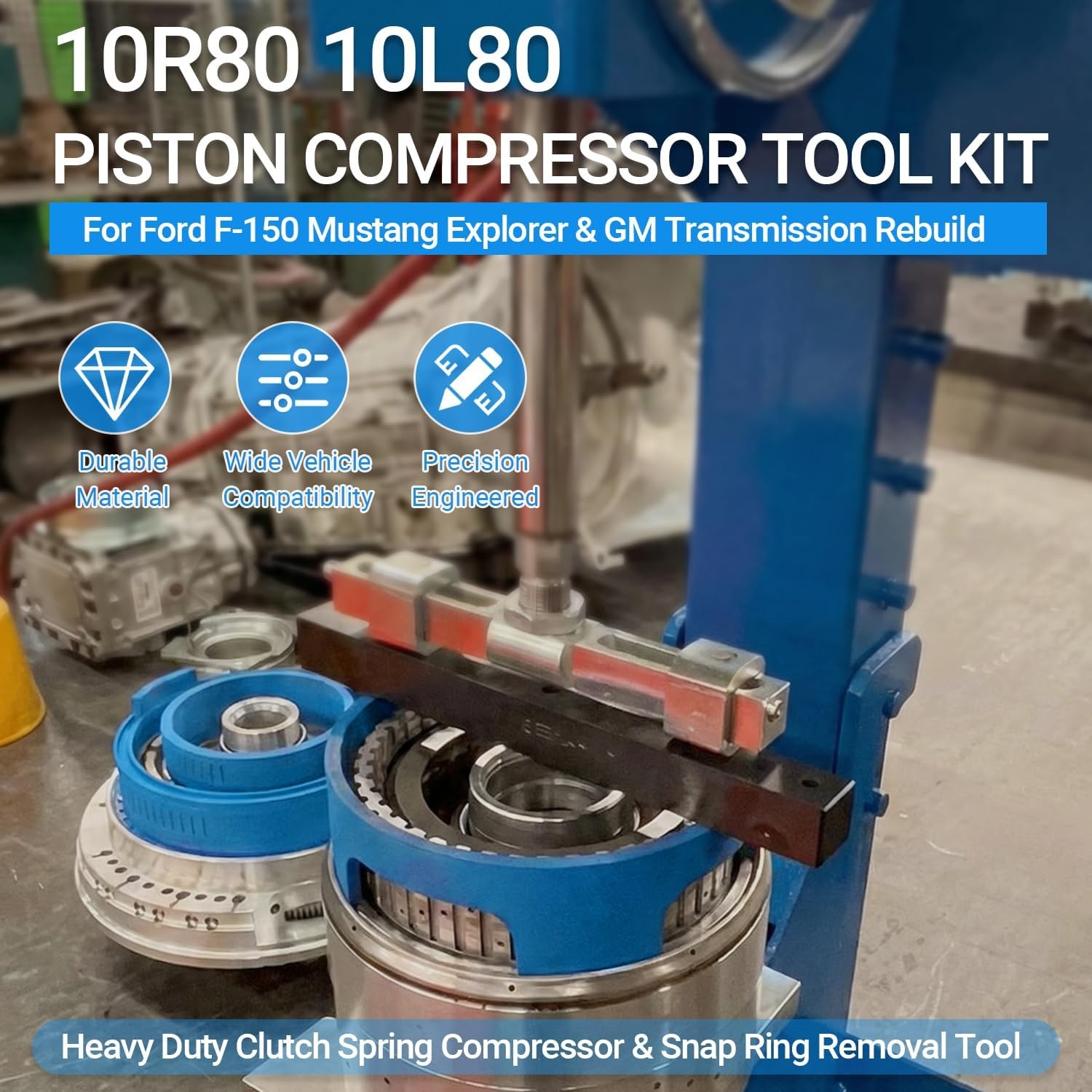 For Ford 10R80 Transmission Piston Compressor Tool & Snap Ring Removal Kit