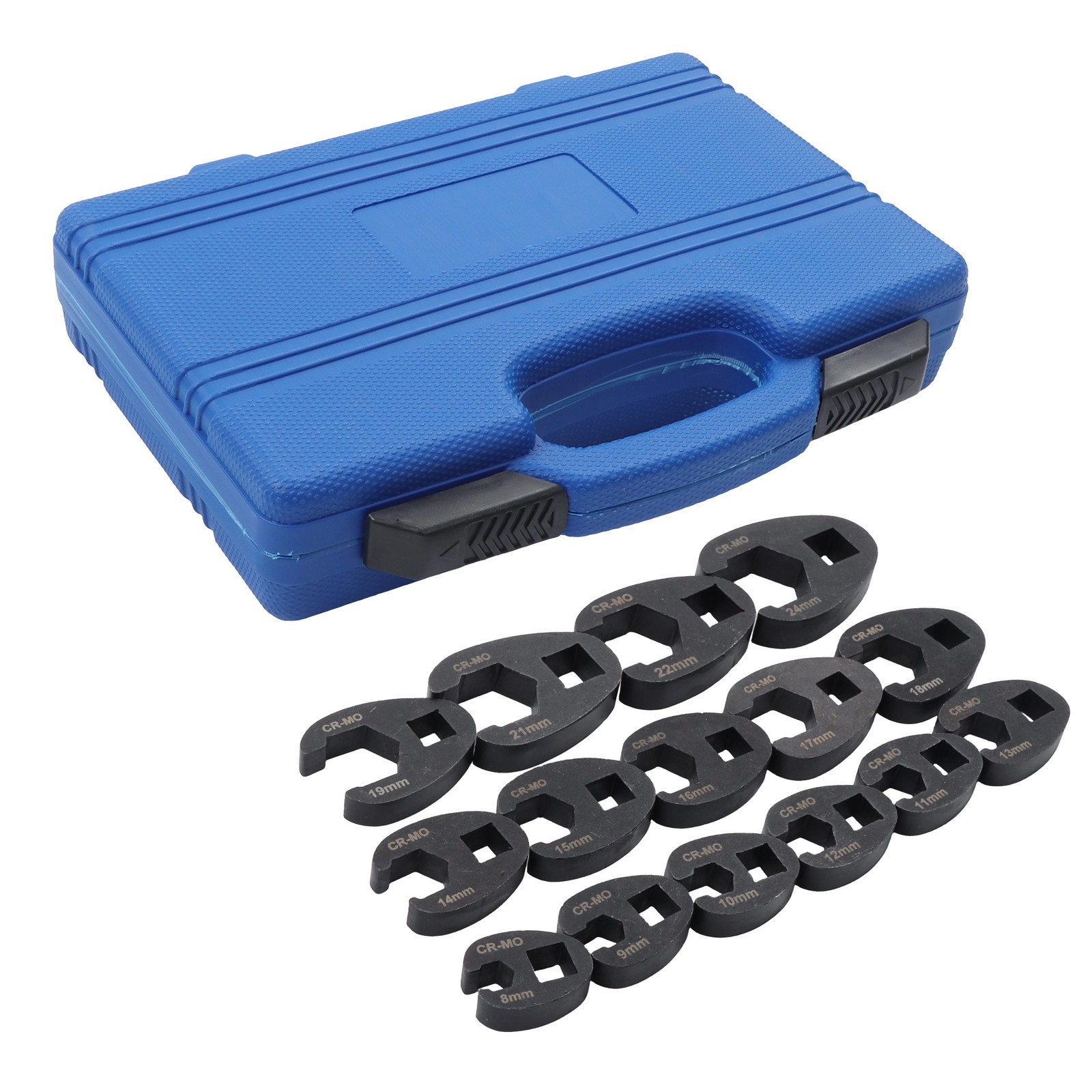 Labwork 15Pcs Crowfoot Flare Nut Wrench Set Metric 3/8″ and 1/2″ 8 to 24 mm Nuts