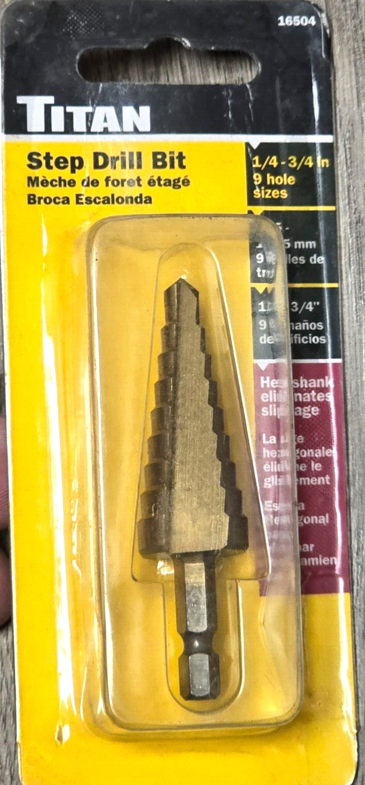 Titan Tools 1/4″ Hex Quick Change Shank Step Drill Bit 1/4″ to 3/4″ #16504