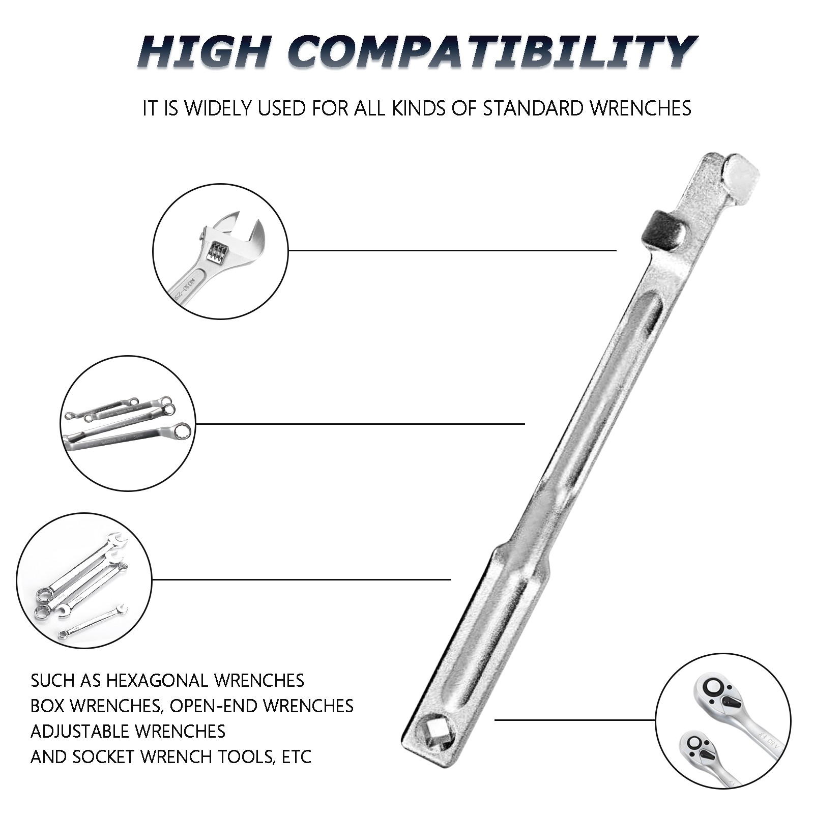 1/2″ Sq Drive Wrench Extender Tool Bar Universal Wrench Spanner Extension 335mm