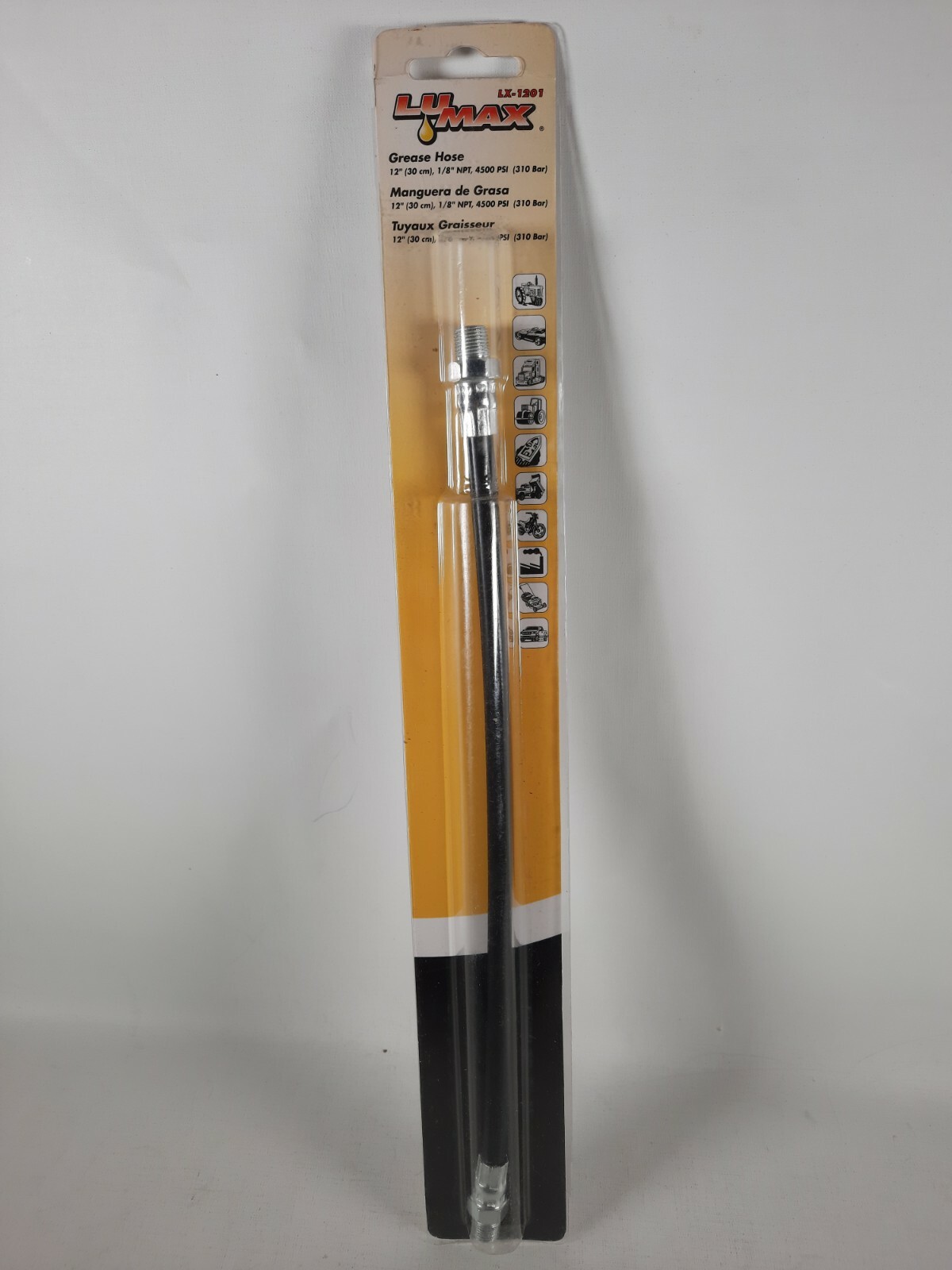 LUMAX LX-1201 BLACK 12″ 1/8″ NPT 4500 PSI THERMOPLASTIC GREASE HOSE