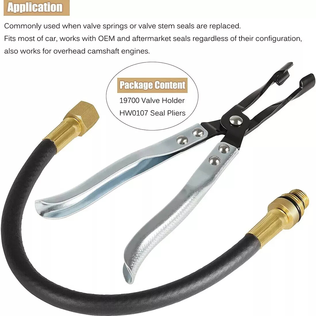 19700 Air Operated Valve Holder + HW0107 Valve Stem Seal Pliers Remover Tool Set