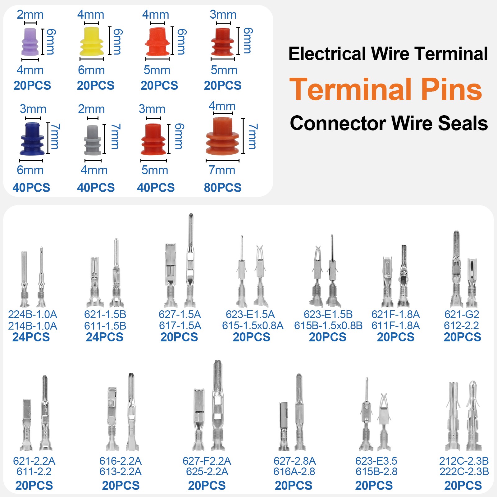 567PCS Automotive Electrical Connector Pins 26 Type W/ 18 Terminal Removal Tools
