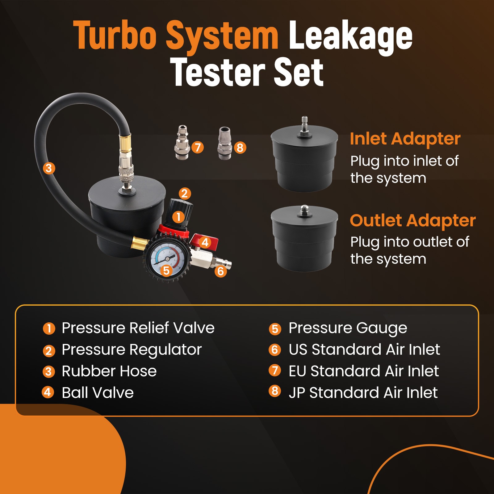 Safe Turbo Boost Leak Tester For Cooling Emissions Exhaust Pipes with Adapters