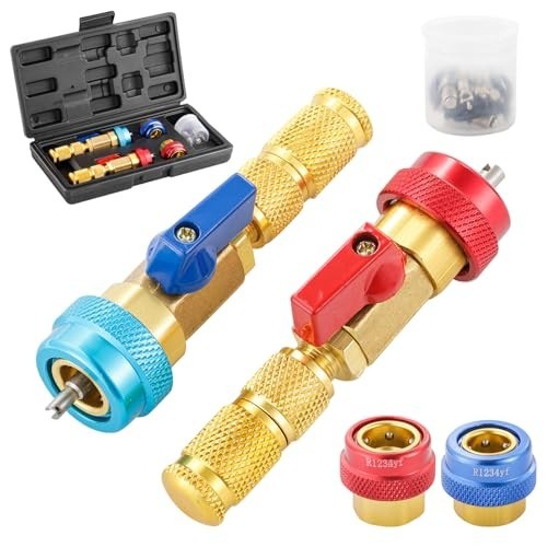 A C Valve Core Remover Installer Tool Set for R134A R1234YF R12 High Low