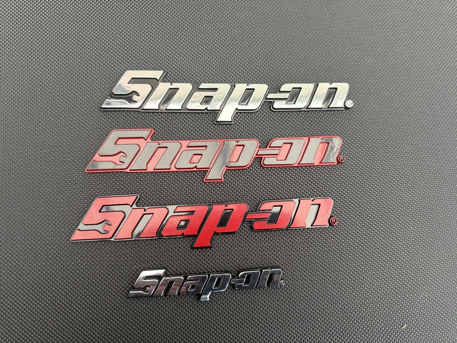 New Snap On LOGO 8” BLACK METAL Toolbox Roll Cab Badge Logo Emblem Sticker Decal