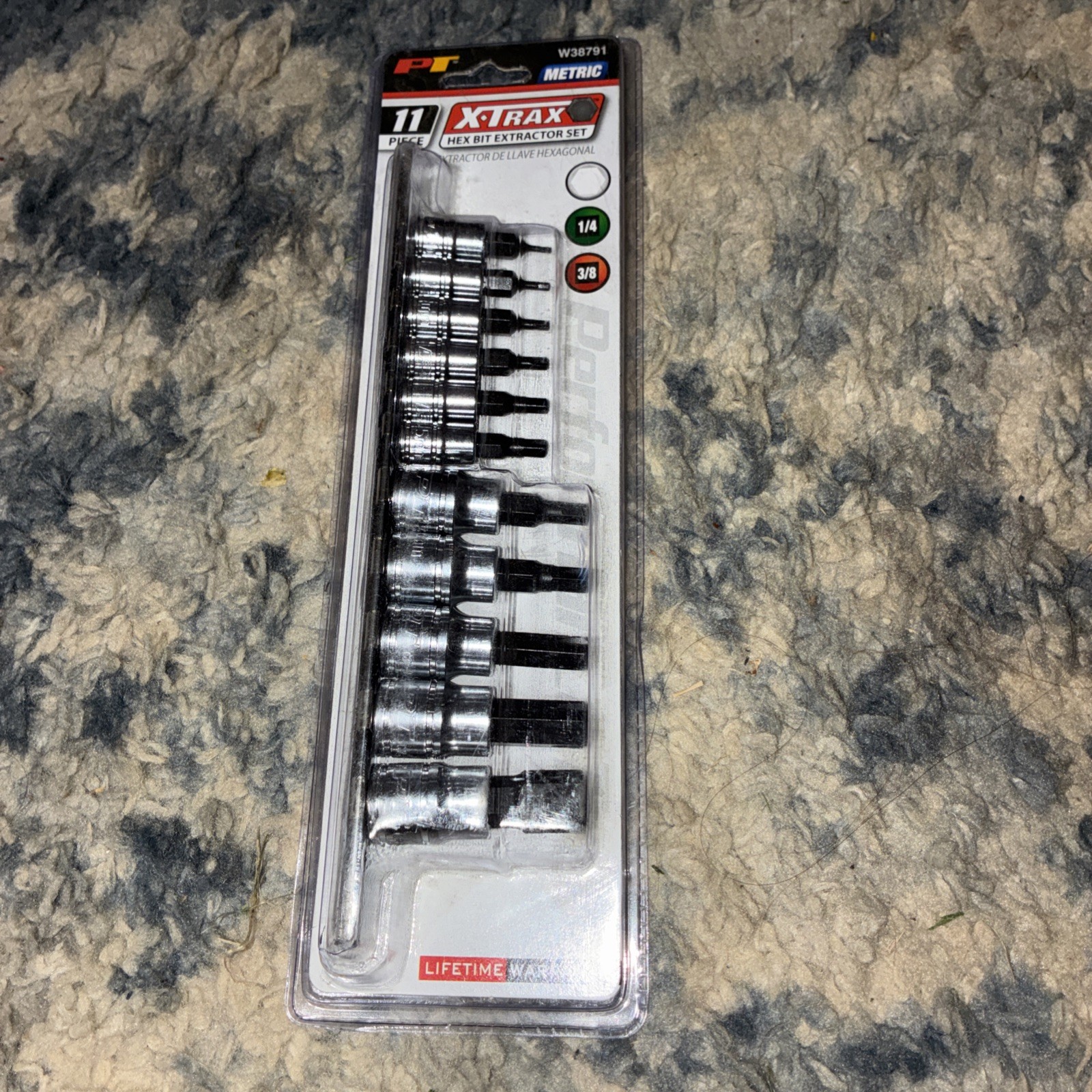 PERFORMANCE TOOL W38791 11 PC X-TRAX METRIC HEX BIT EXTRACTOR SET (1/4 & 3/8 DR)