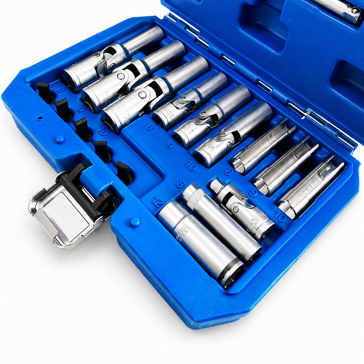 18pc Glow Plug Socket Set 8-12mm PSG Thin Wall Extra Deep Diesel Flexi Tool Kit