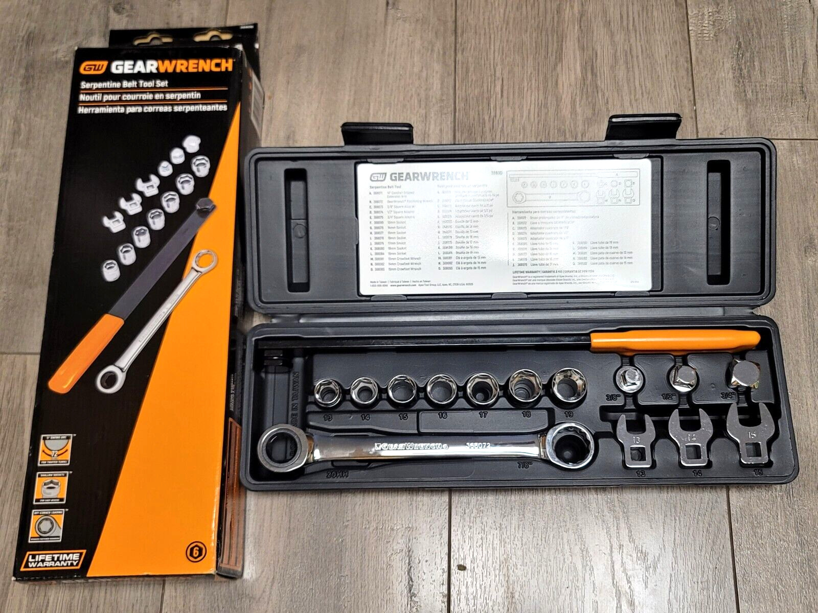Gearwrench 15pc PRO Ratcheting Serpentine Belt Tool Set w/ Case #3680D