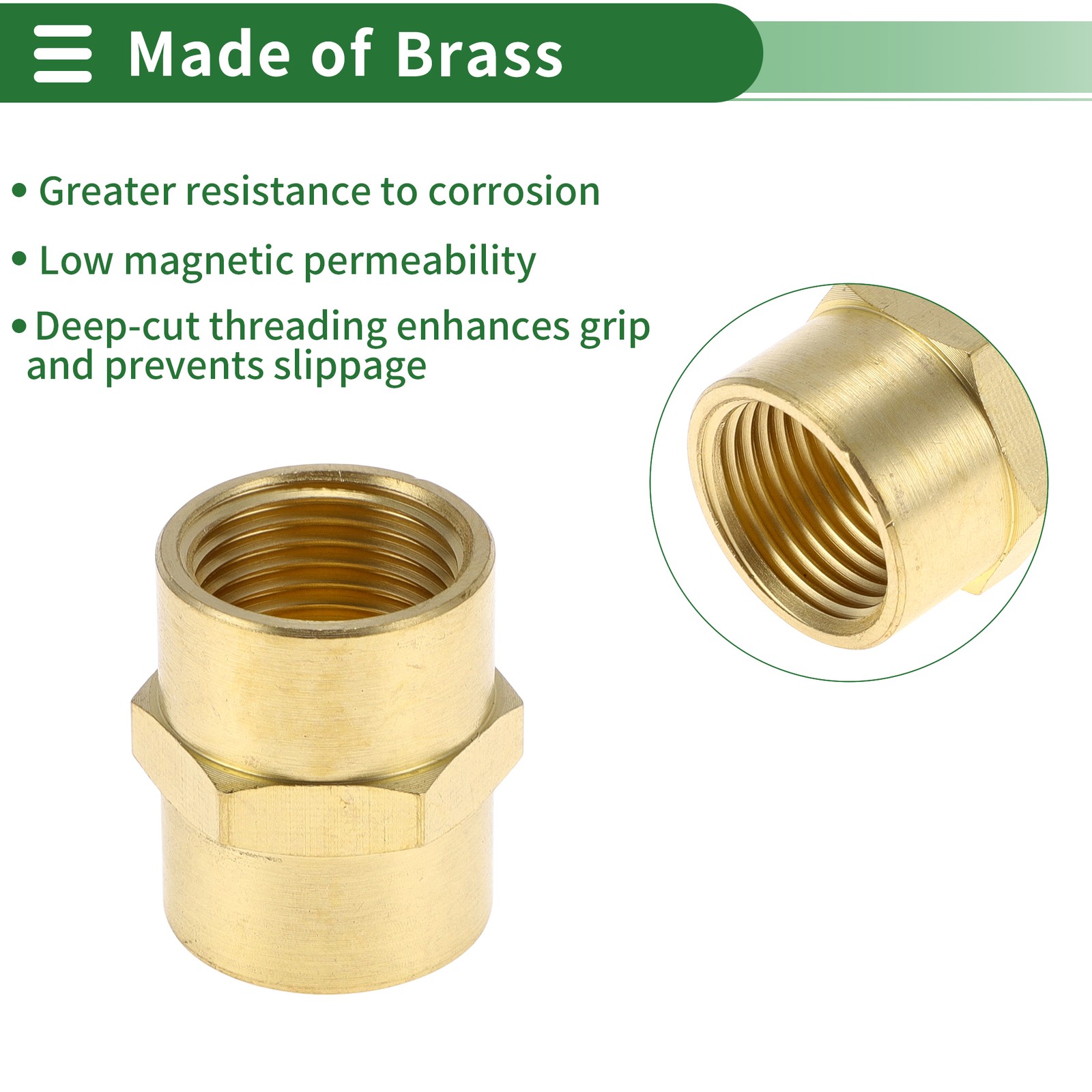 Brass Pipe Adapter 3/8″NPT Female Thread 2pcs