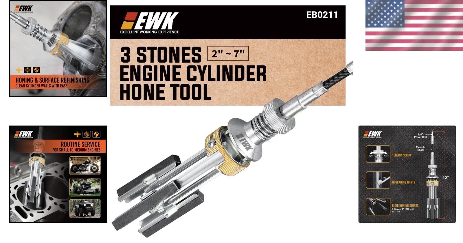 Professional Cylinder Honing Tool – 2″ to 7″ Deglazer for Gas & Diesel Engines