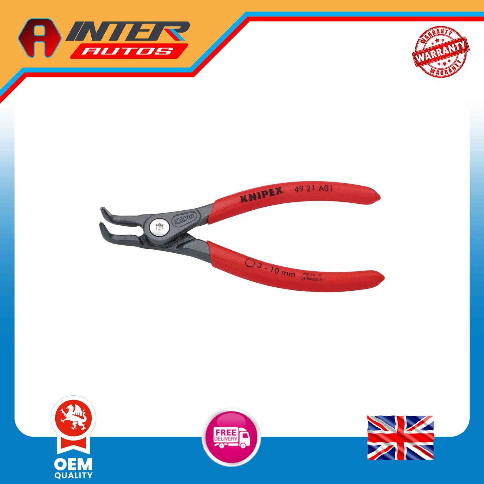 Draper KNIPEX 49 21 A01 SB Precision Circlip Pliers for external circlips on sha