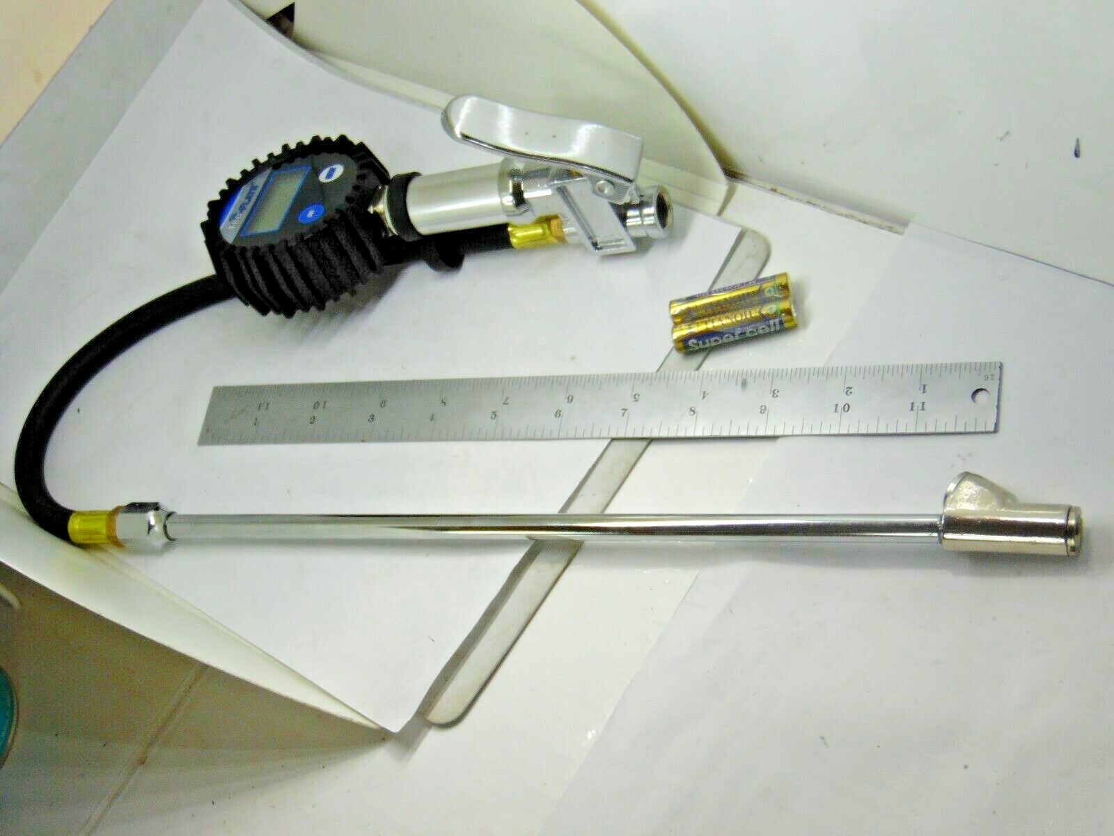 17-879 Tru-Flate Inflator Gauge W Hose and Straight-On Dual Foot Chuck 0-200 PSI