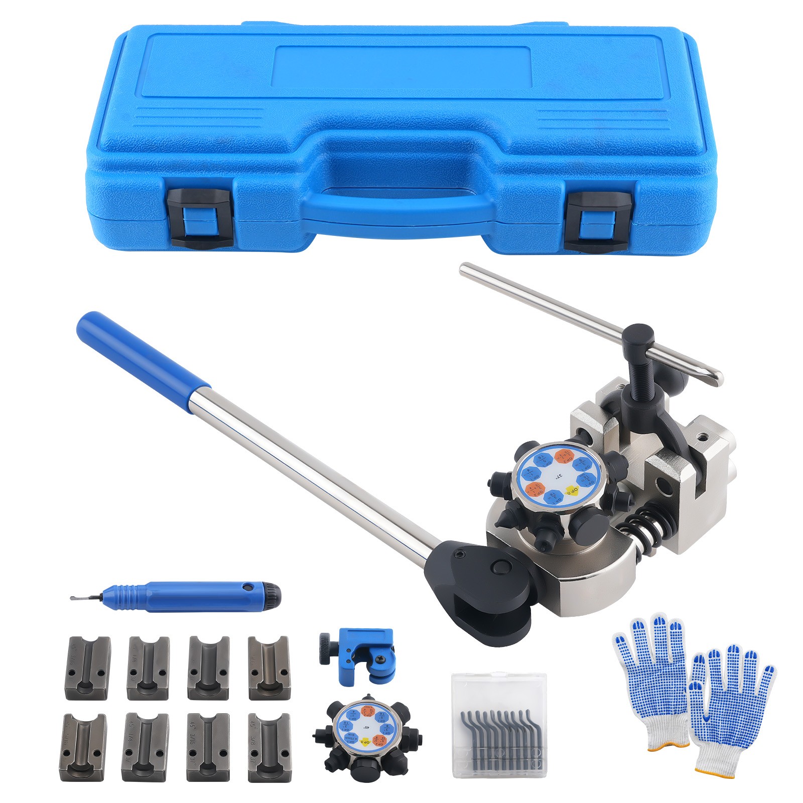37° 45° Brake Flaring Kit Double Flare Tool 3/16-3/8″ Steel Dies Set