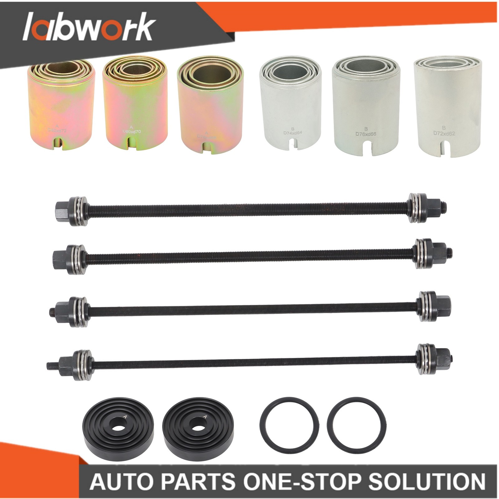 Labwork Universal Press Pull Sleeve Kit Bush Bearing Removal Insertion Tool 26PC