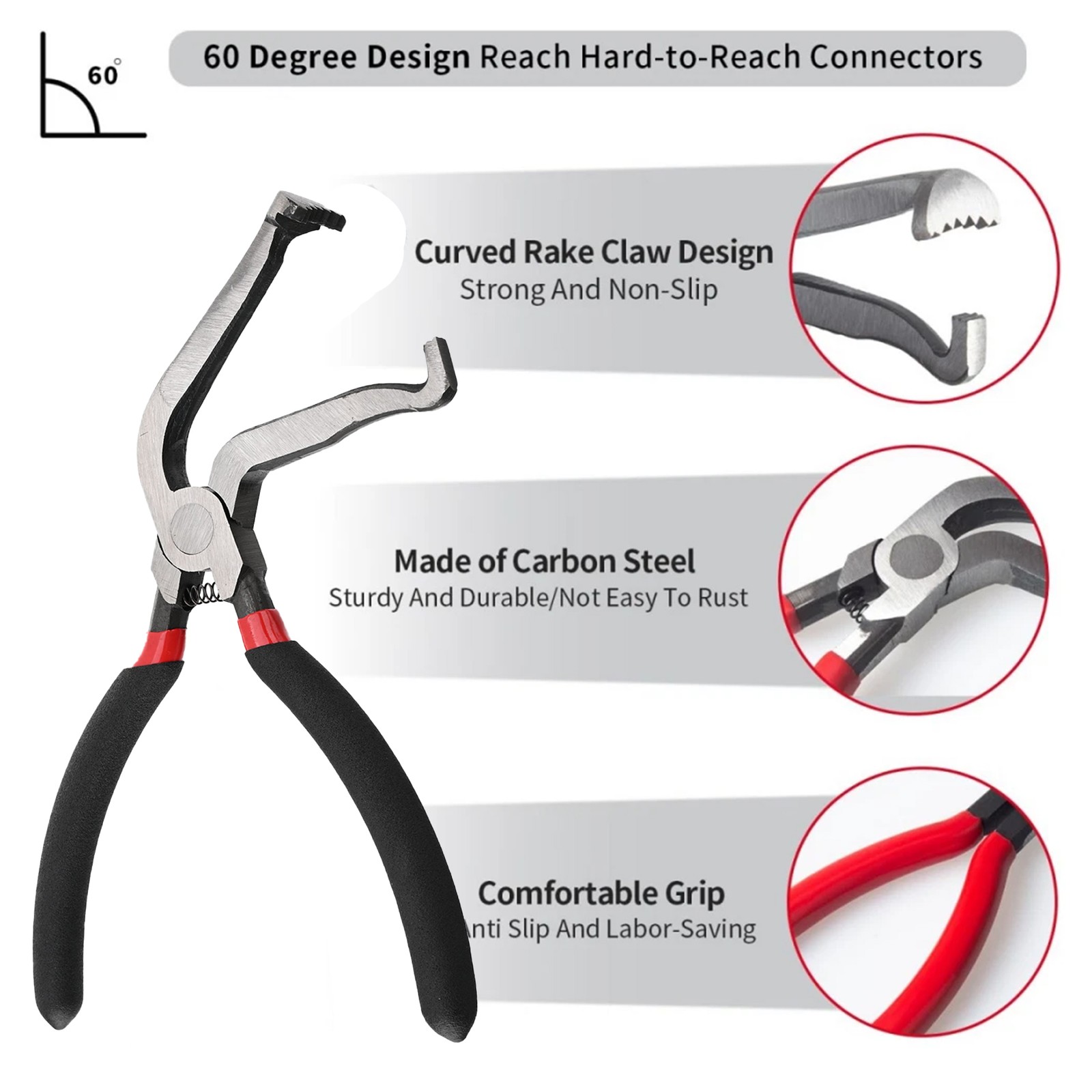 Brake Caliper Tool Set 4pc For Car Truck Motorcycle Straight Bent Pliers Kit