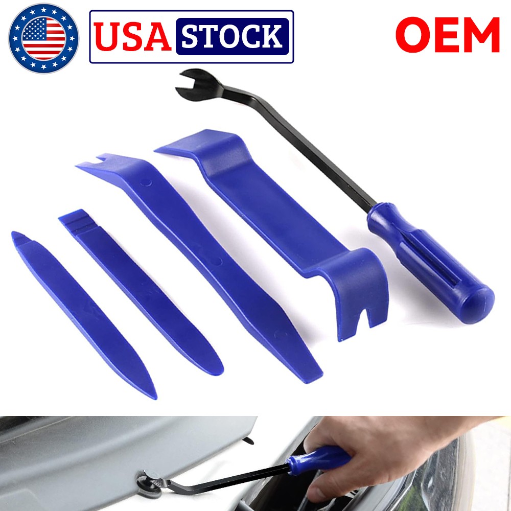 5Pcs Car Trim Removal Tool Set Hand Tools Pry Bar Panel Door Interior Clip Kit