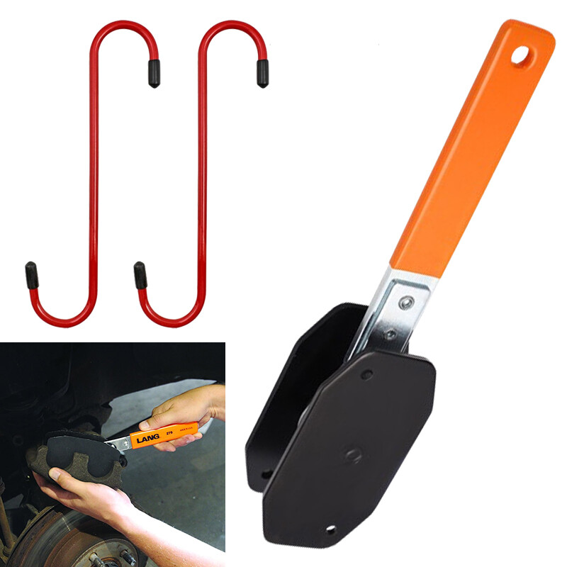 Car Ratchet Brake Piston Wrench W/Hook Caliper Pad Install Tool Press Orange&Red