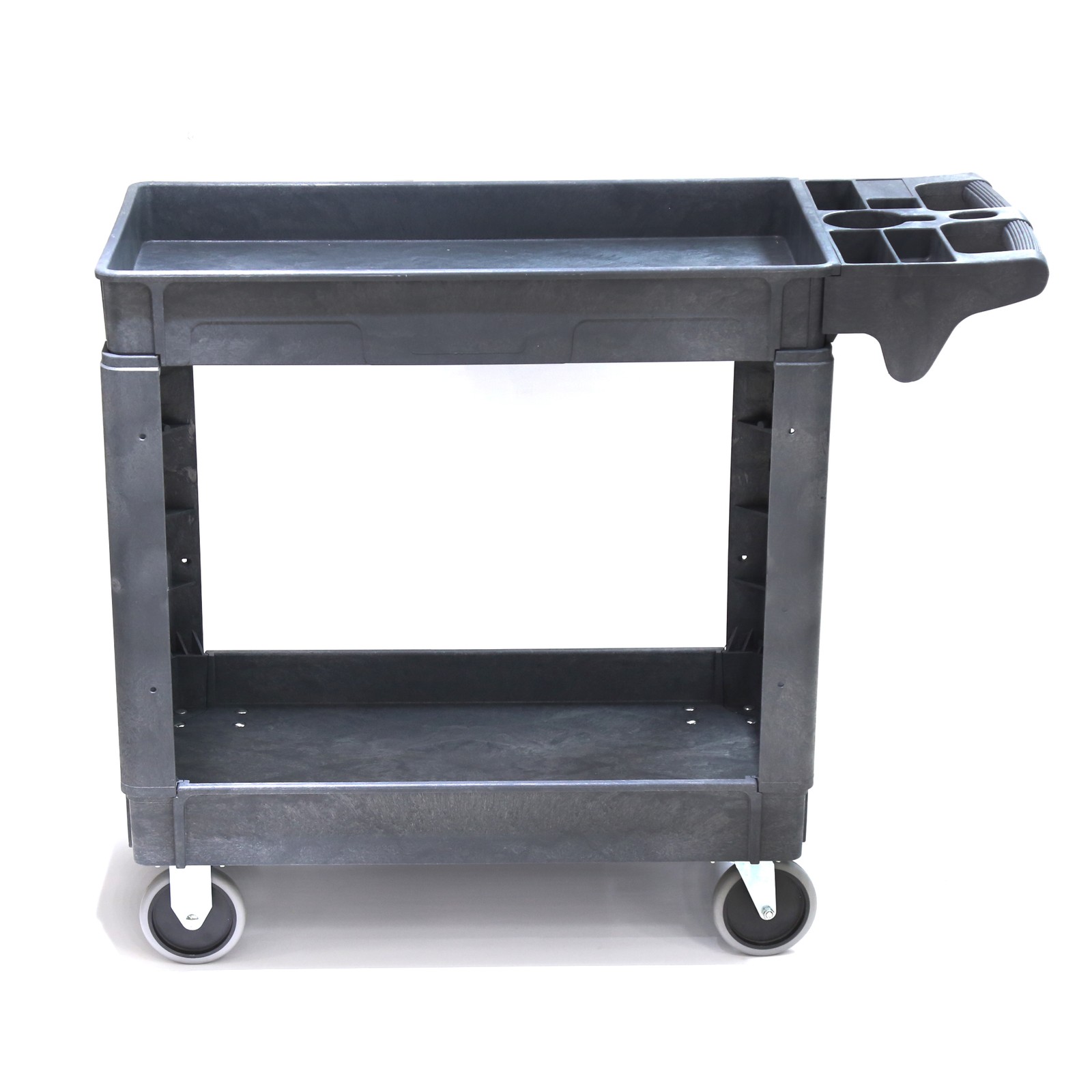 Gray Plastic Utility Cart 2 Shelves, 500lBS 30″Width 40″Height 17″Depth Antiskid