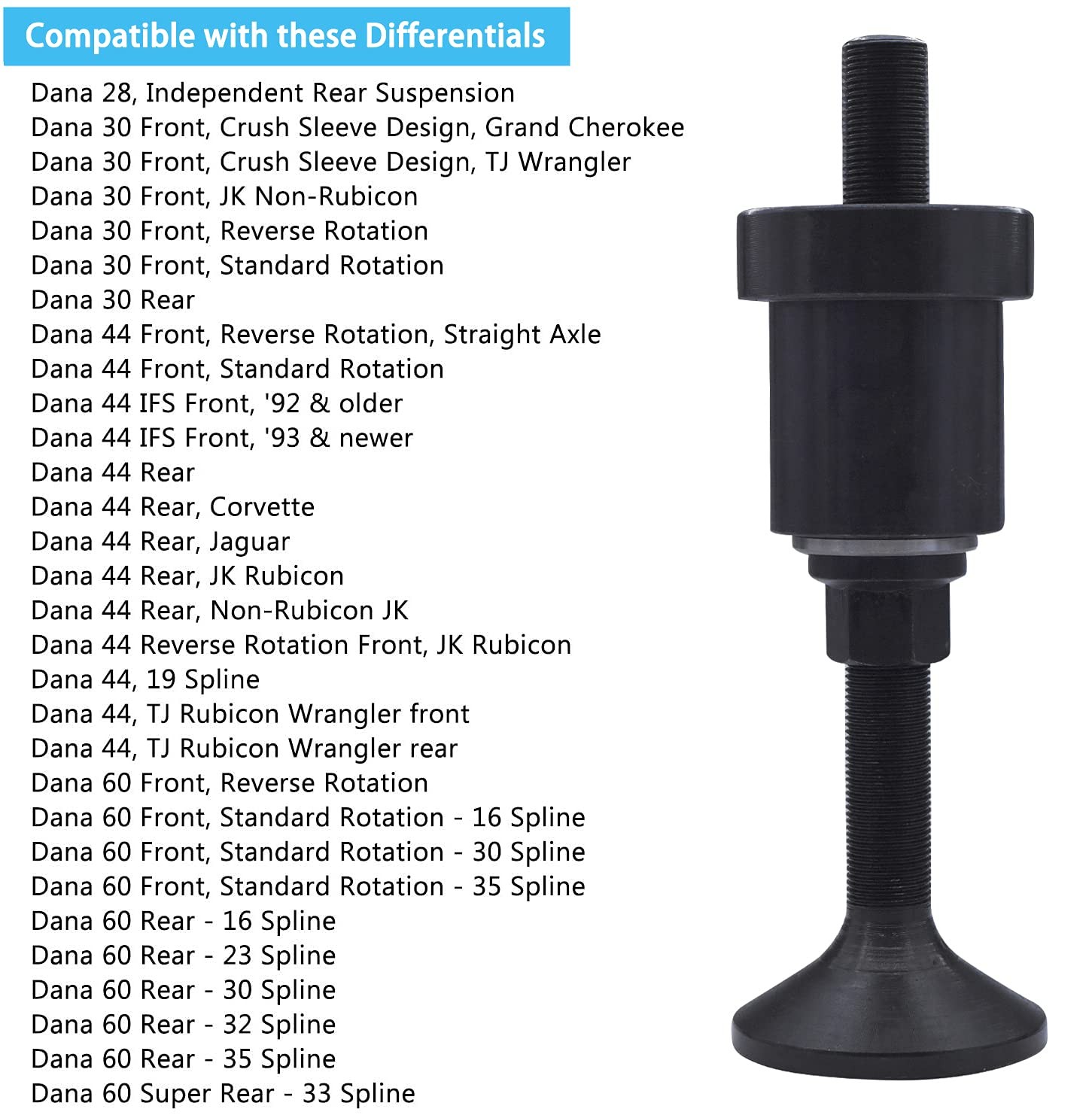 Inner Axle Side Seal Installation Tool Compatible With Dana 30/44/60 Axles Front