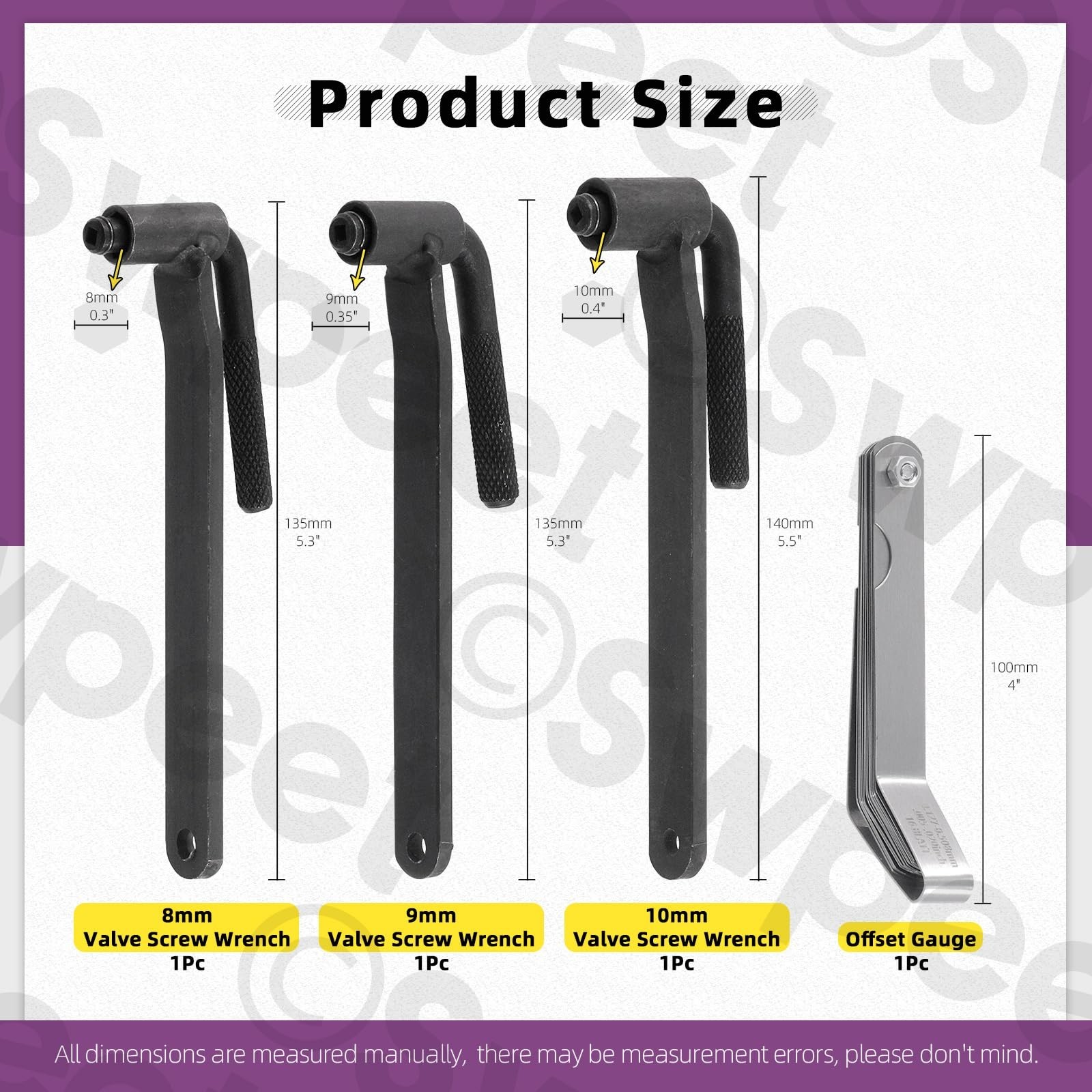 Motorcycle Engine Valve Adjustment Tool Set – 4Pcs Screw Spanner & Feeler Gauge
