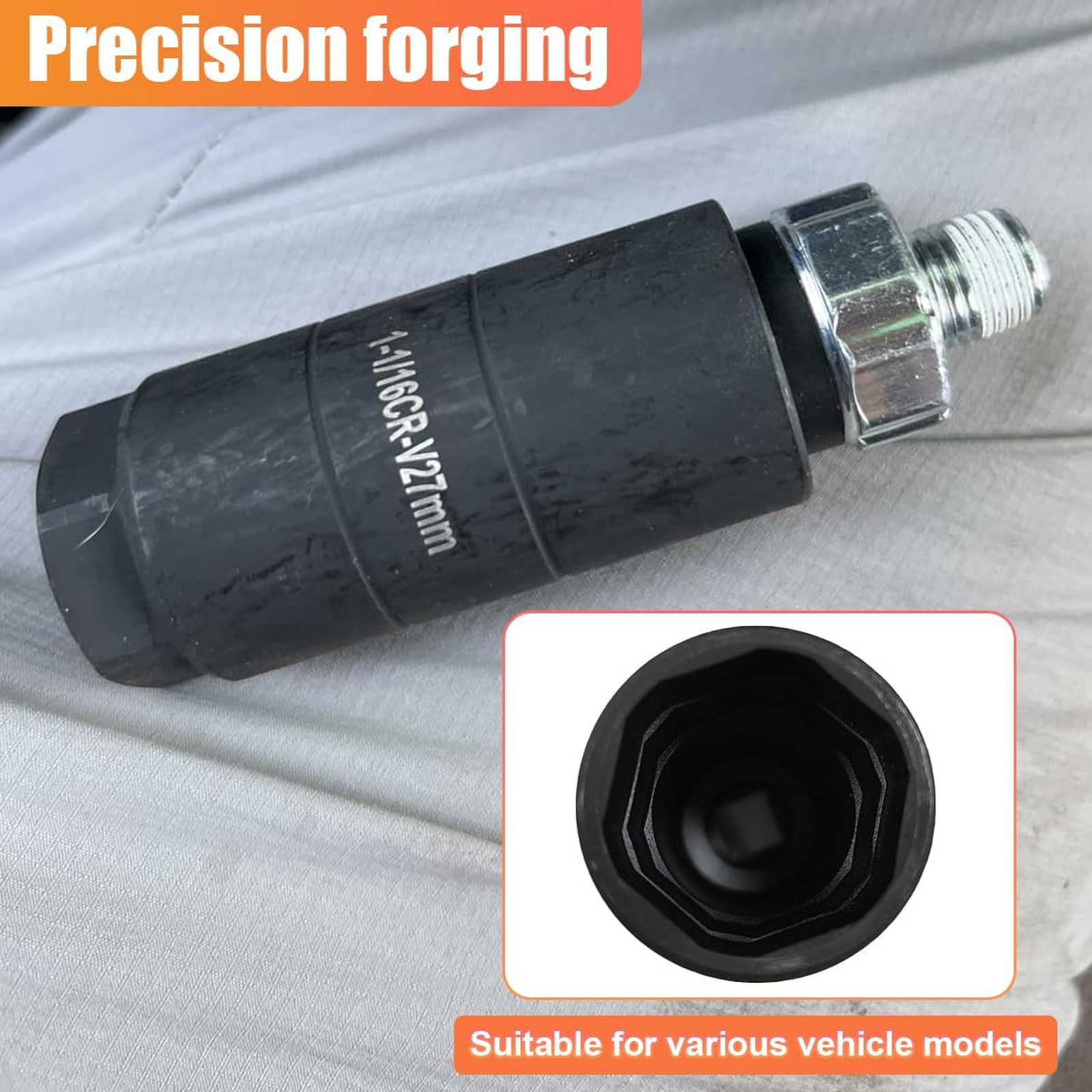 Universal Car Oil Pressure Sensor Socket, Chromium-Vanadium Steel 1 1/8 Inch Hex