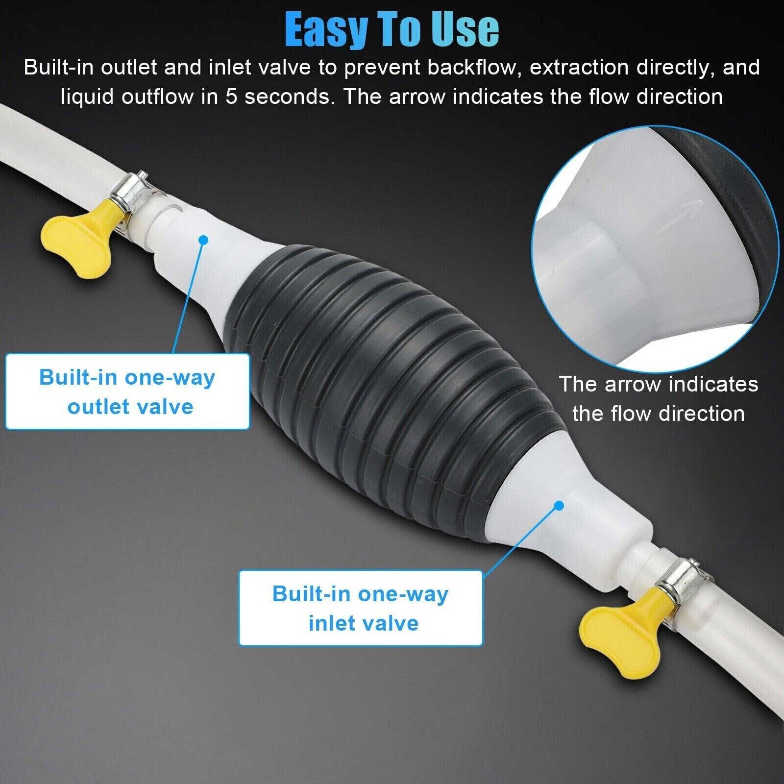 9.8ft Transfer Siphon Pump Gasoline Siphone Hose Oil Water Fuel Transfer Pump